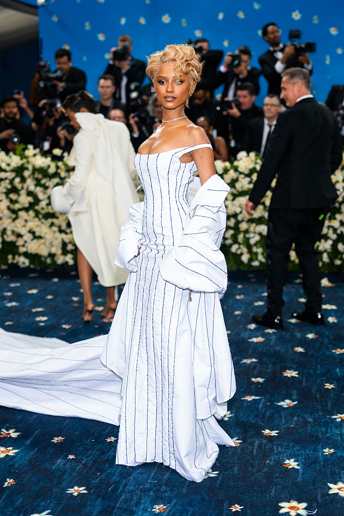 Tyla en la Met Gala 2025 en el Museo Metropolitano de Arte de la ciudad de Nueva York, el 5 de mayo, celebrando el tema "Superfine: Tailoring Black Style".