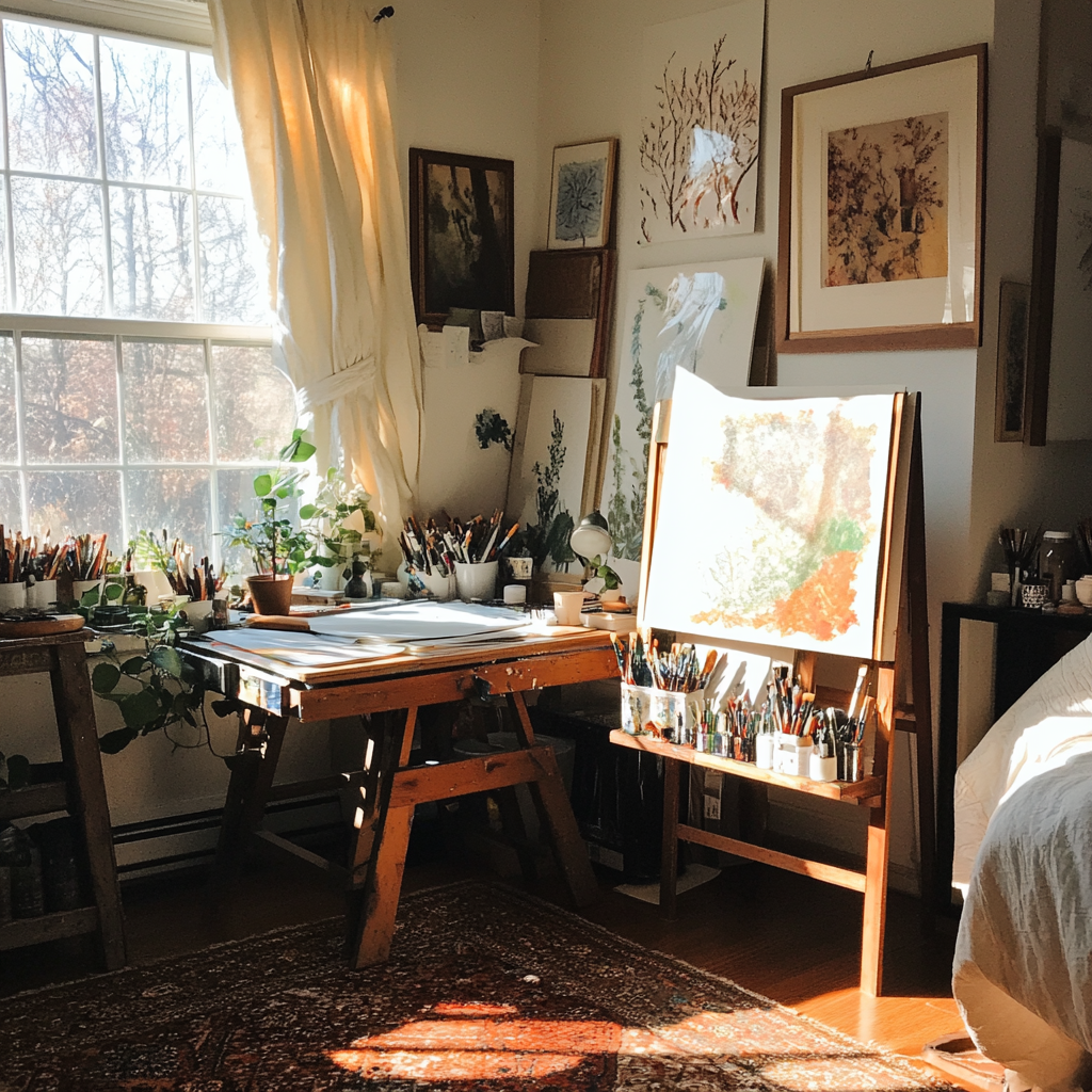 Un estudio de arte en casa | Fuente: Midjourney