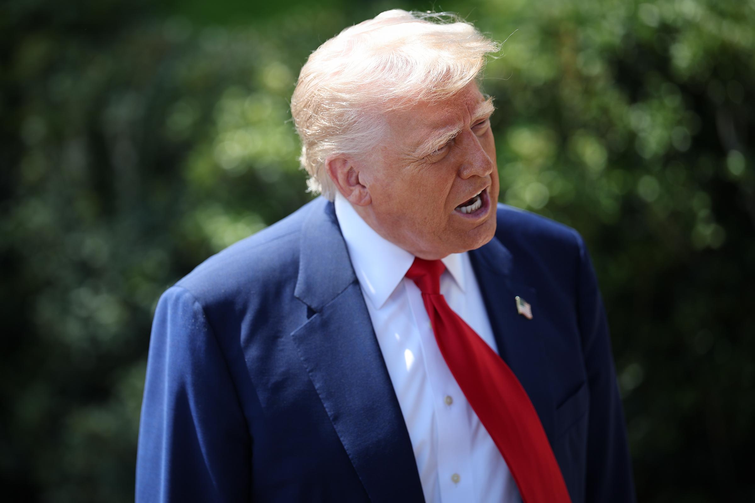 Donald Trump se dirige a los medios de comunicación en el Jardín Sur de la Casa Blanca el 29 de abril de 2025 | Fuente: Getty Images