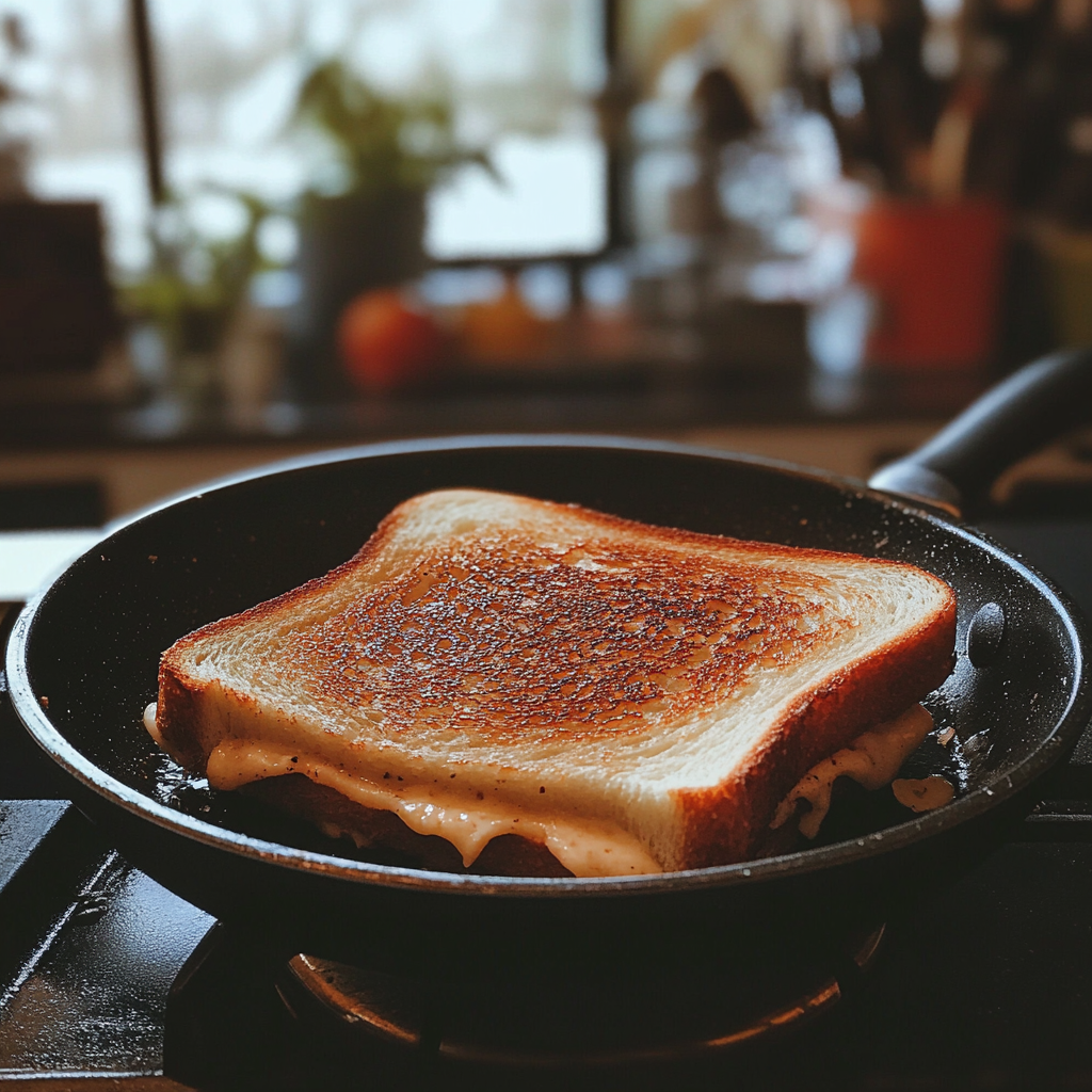 Un bocadillo tostado en una sartén | Fuente: Midjourney