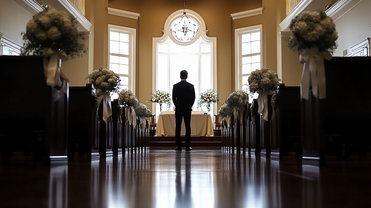 Un hombre solo en el altar | Fuente: Midjourney