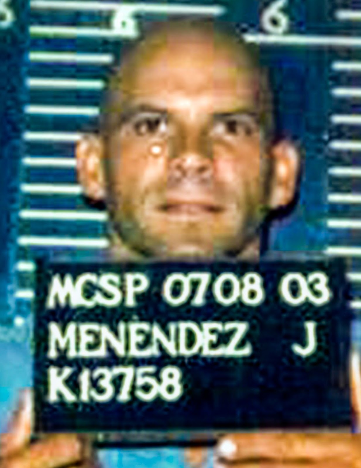 Foto de la ficha policial de Lyle Menéndez en la prisión estatal de Mule Creek el 8 de julio de 2003 | Fuente: Getty Images