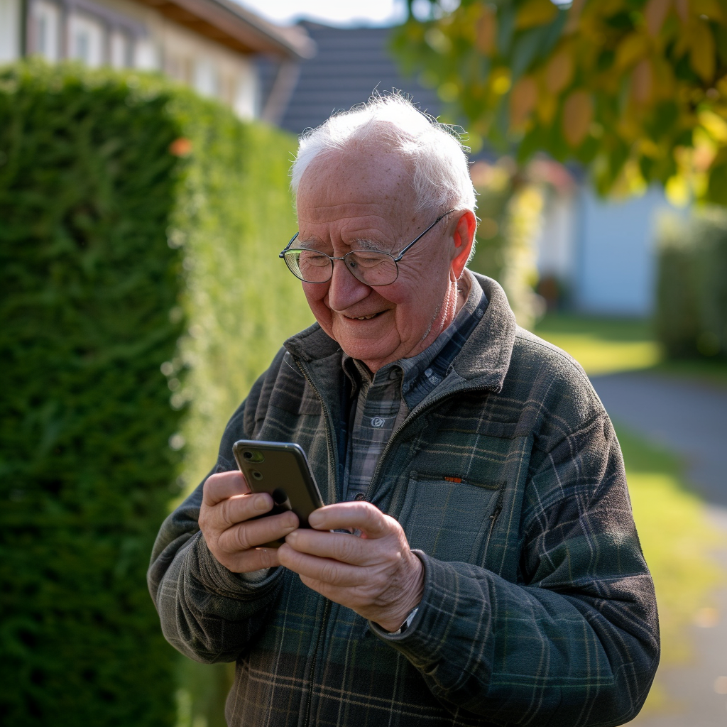 Un anciano utilizando un teléfono | Fuente: Midjourney