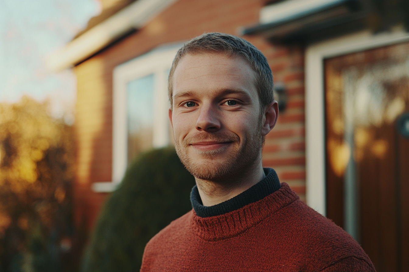 Un hombre frente a una casa | Fuente: Midjourney