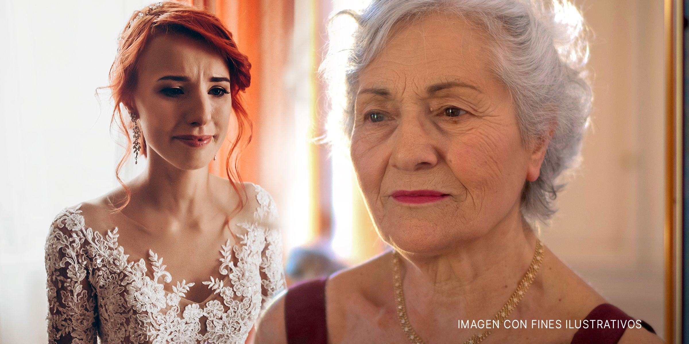 Una novia llorando. | Una anciana. | Foto: Shutterstock