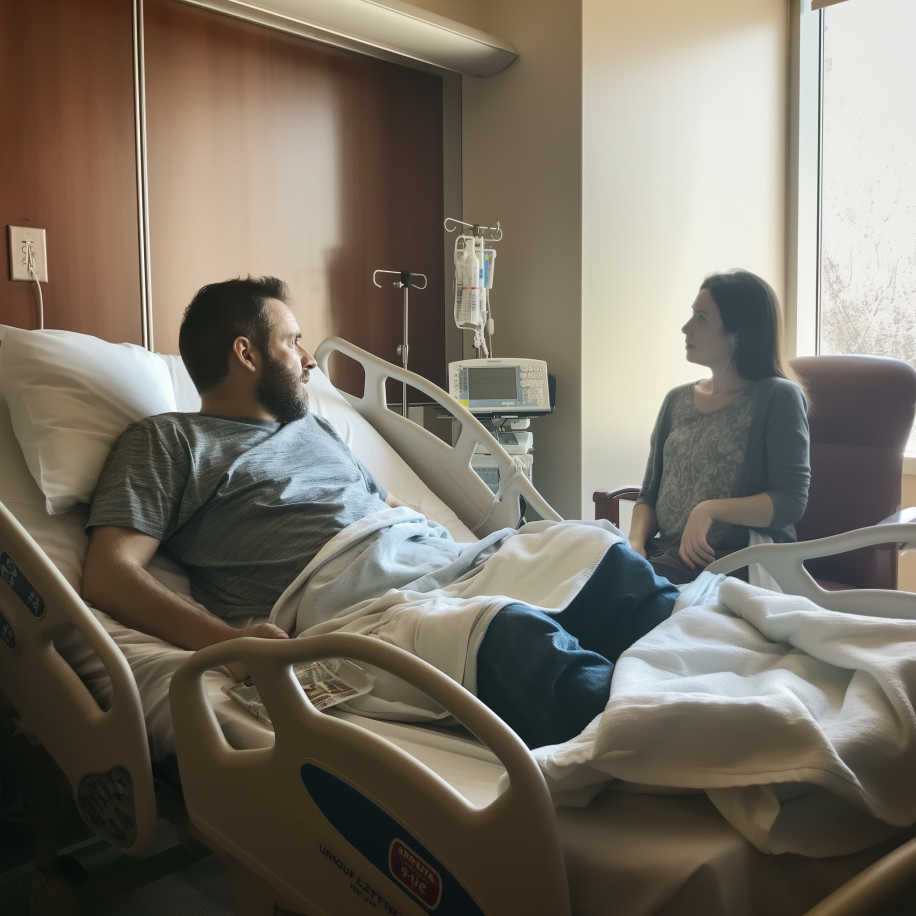 Una pareja discutiendo en la habitación de un hospital | Fuente: Midjourney