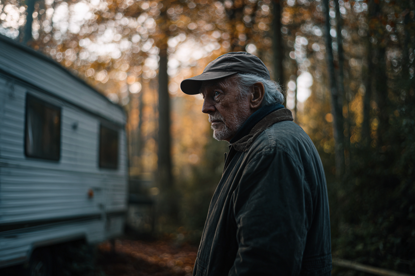 Un hombre de pie junto a un remolque | Fuente: Midjourney