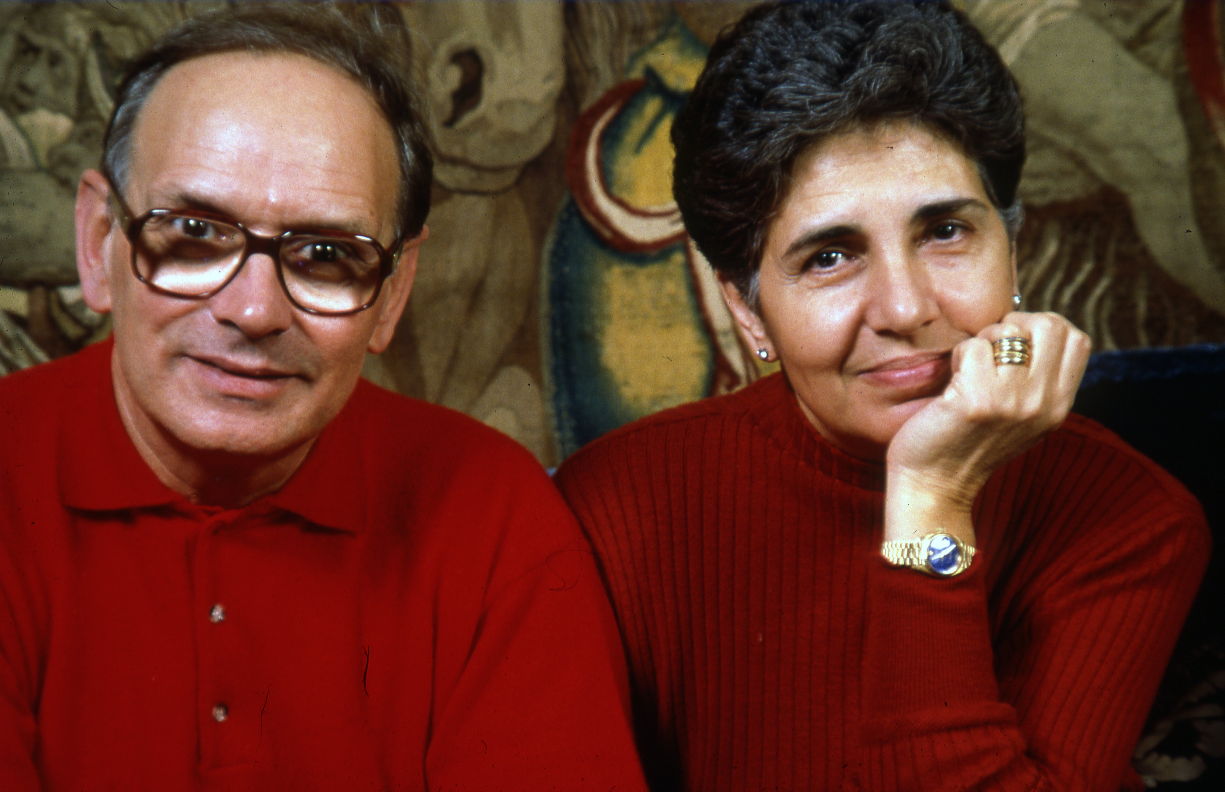 El compositor musical Ennio Morricone y su esposa Maria Morricone Travia, Roma, Italia, 1991. | Foto: Getty Images