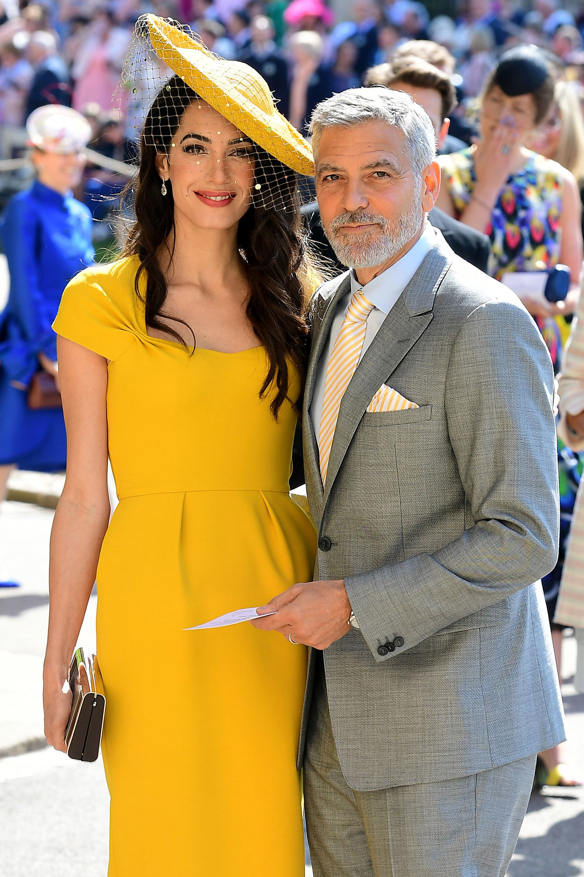 Amal y George Clooney asisten a la boda del príncipe Harry con Meghan Markle el 19 de mayo de 2018 | Fuente: Getty Images