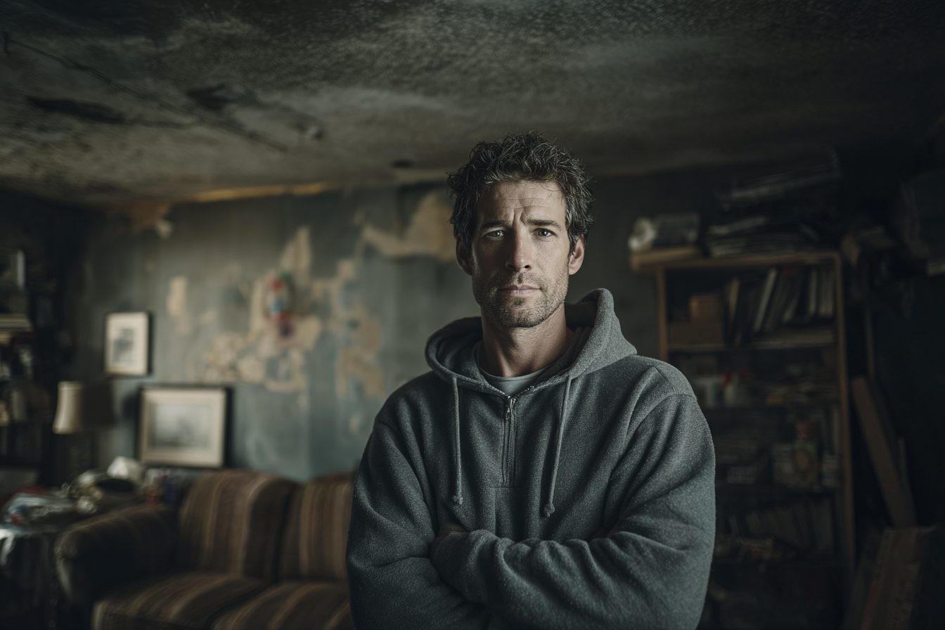 Un hombre de pie en un apartamento | Fuente: Midjourney