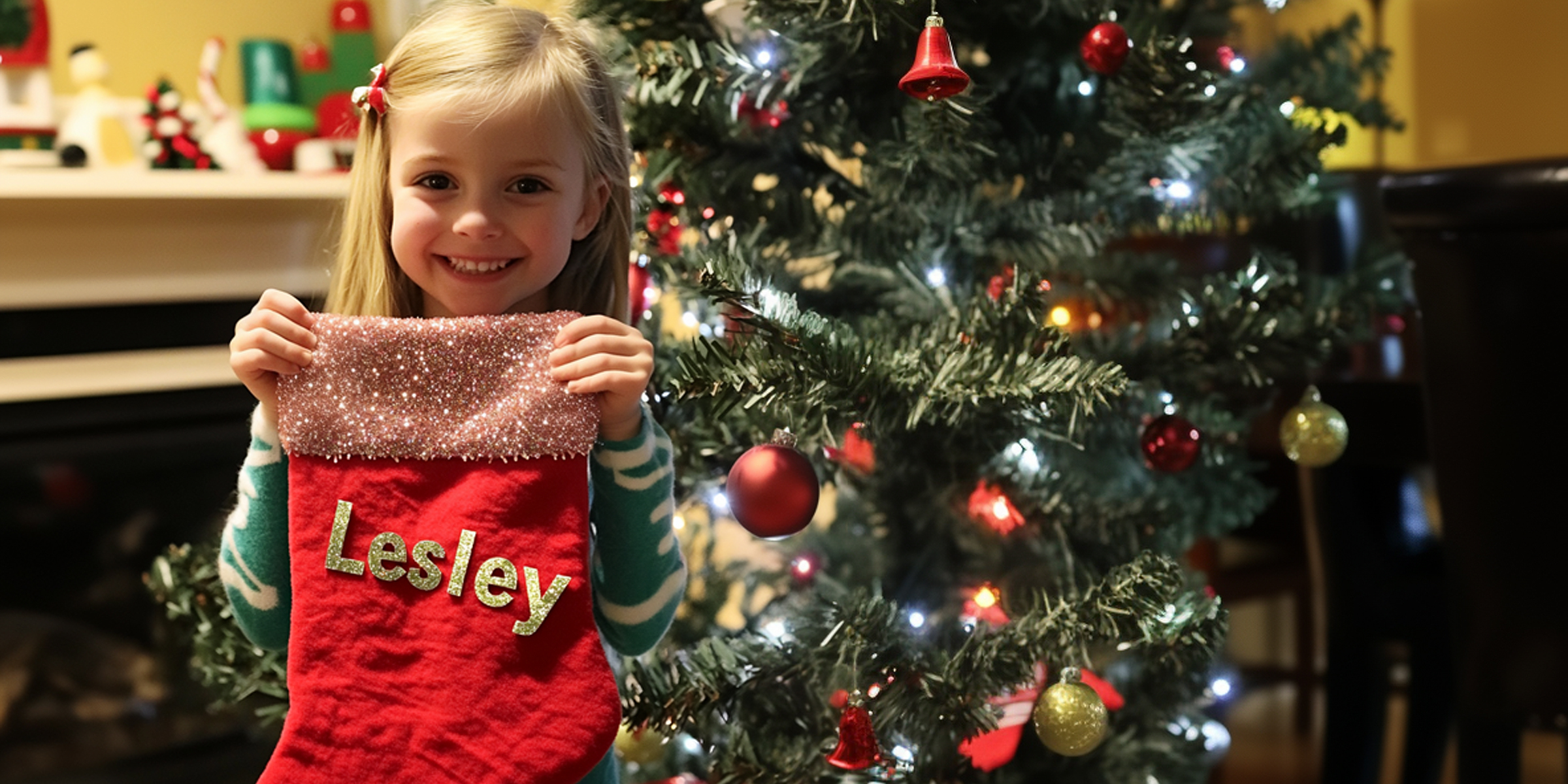 Una alegre niña sujetando un calcetín de Navidad | Fuente: AmoMama