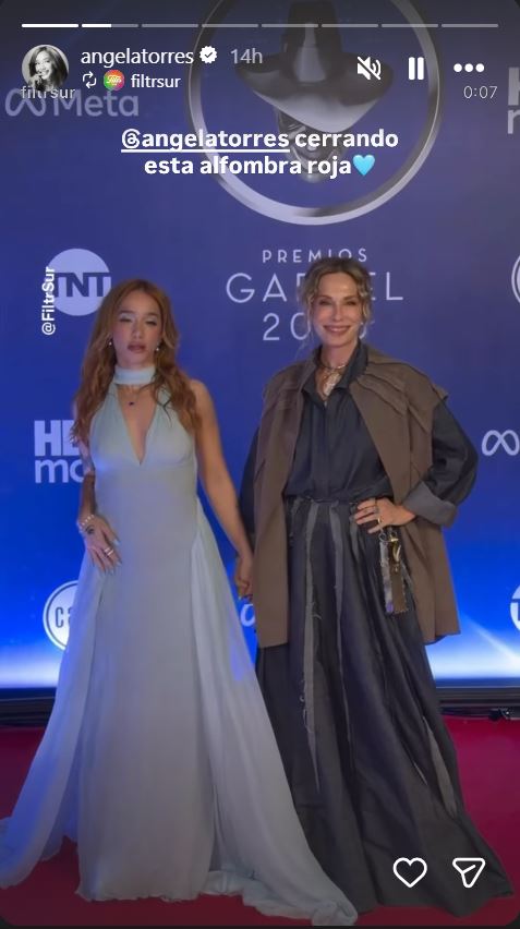 Ángela Torres y Gloria Carrá en la alfombra roja de los Premios Gardel 2026 | Fuente: Instagram/angelatorres