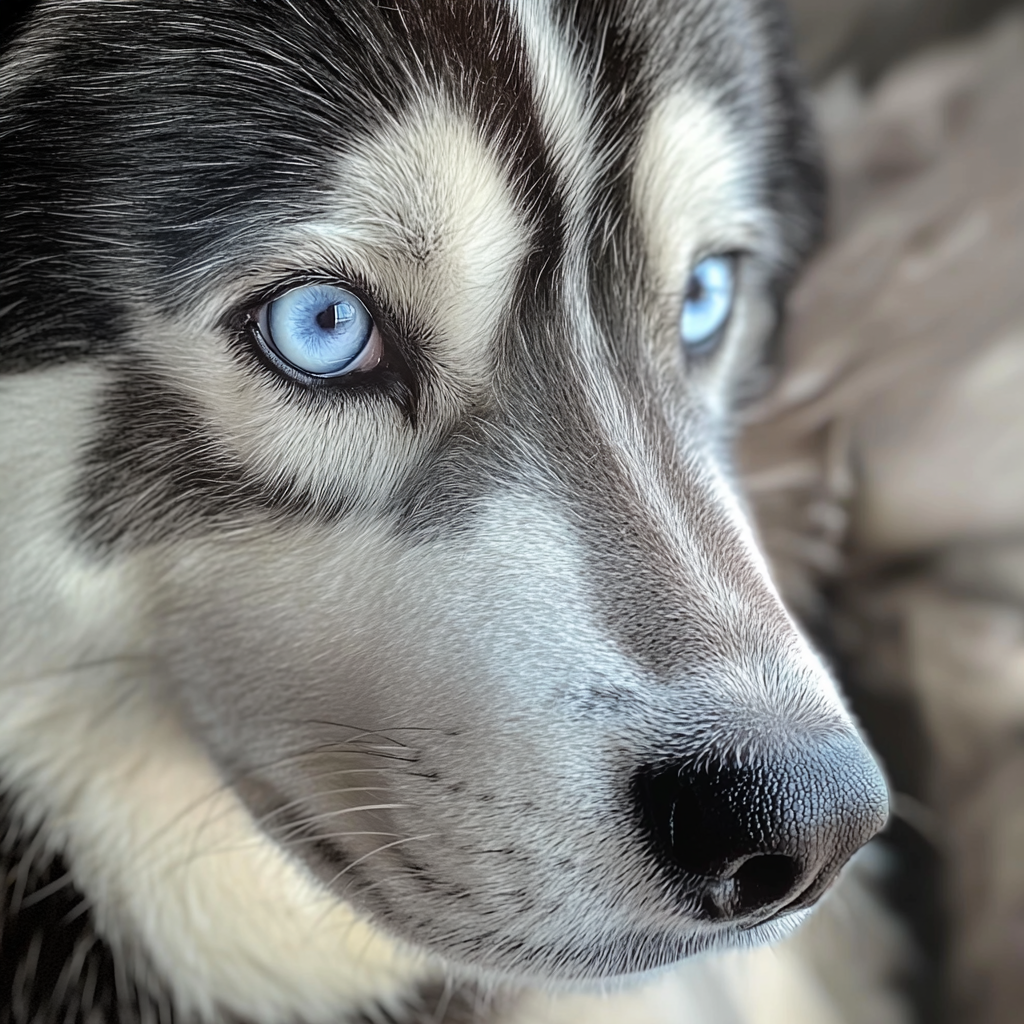 Un primer plano de un husky | Fuente: Midjourney