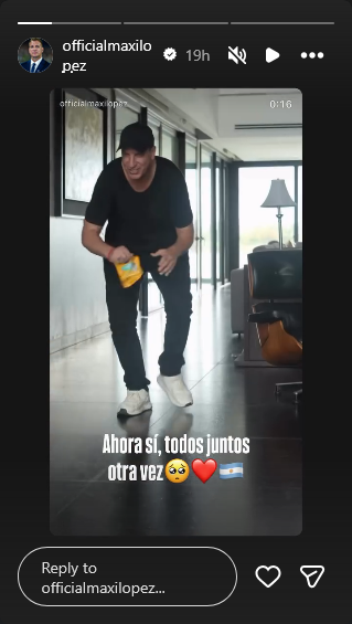 Maxi López compartió un video de su reencuentro familiar tras la llegada de Daniela Christiansson a Argentina | Fuente: Instagram Stories/officialmaxilopez