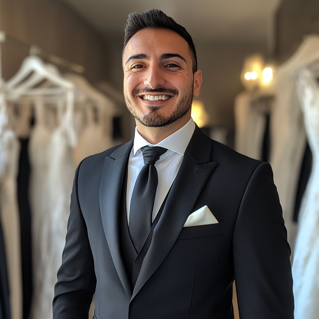 Un hombre sonriente vestido de traje | Fuente: Midjourney