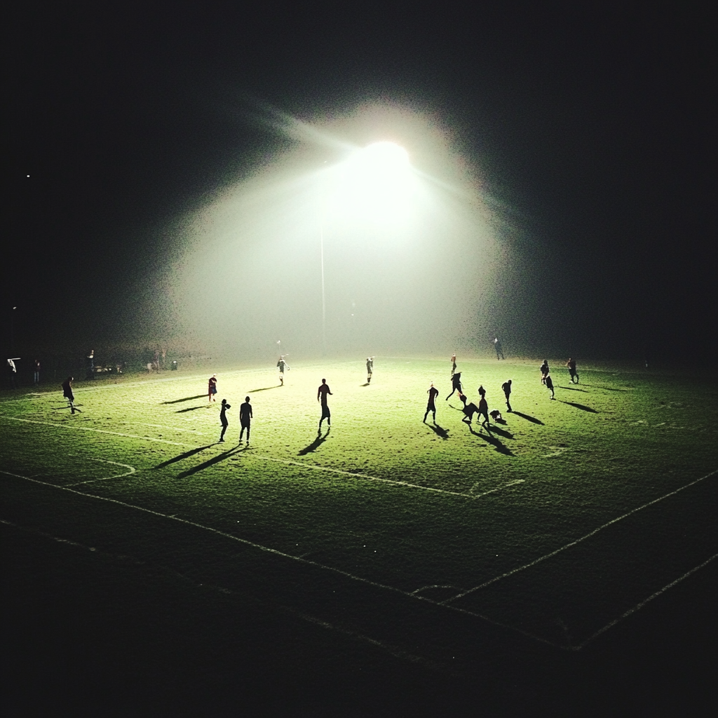 Jugadores de fútbol en un campo | Fuente: Midjourney