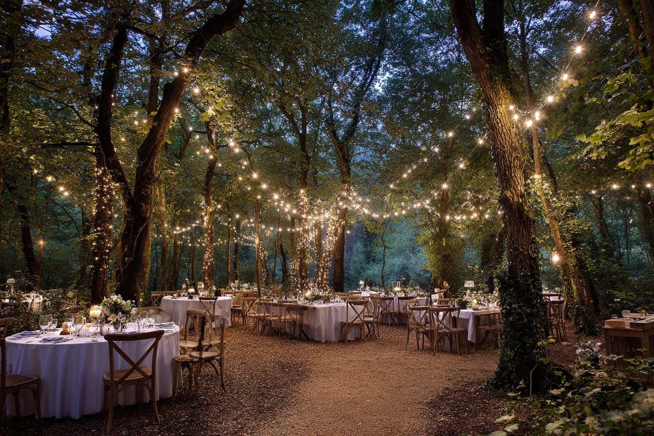 Arreglos de fiesta en el bosque | Fuente: Midjourney