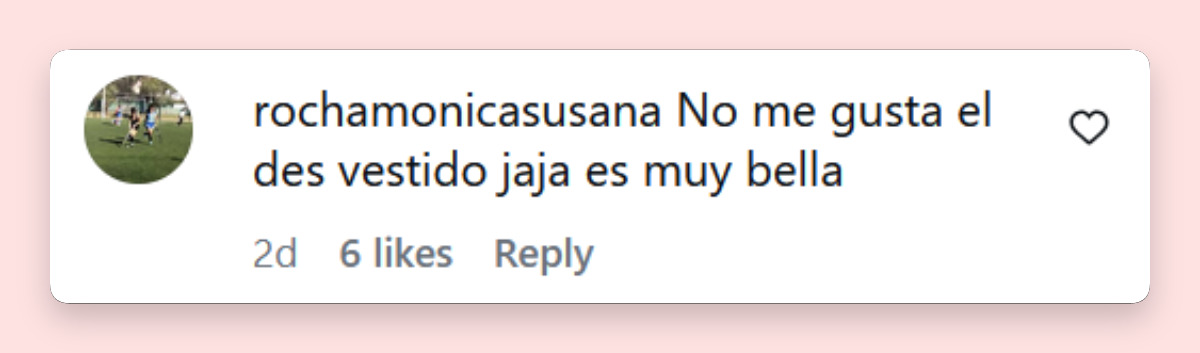 Comentario de una persona sobre el look elegido por Sol Pérez para el programa "Podemos Hablar" | Fuente: Instagram/lasobrideperez