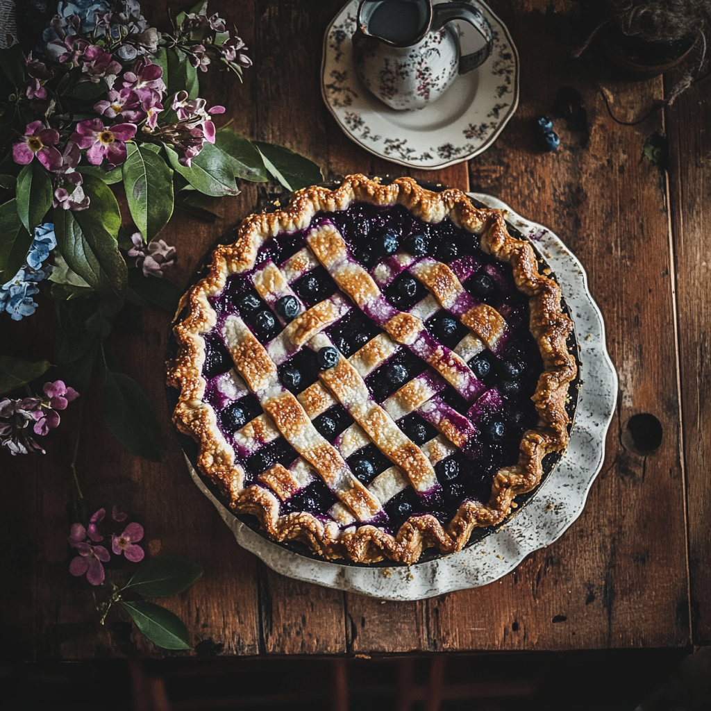 Una tarta casera de arándanos | Fuente: Midjourney