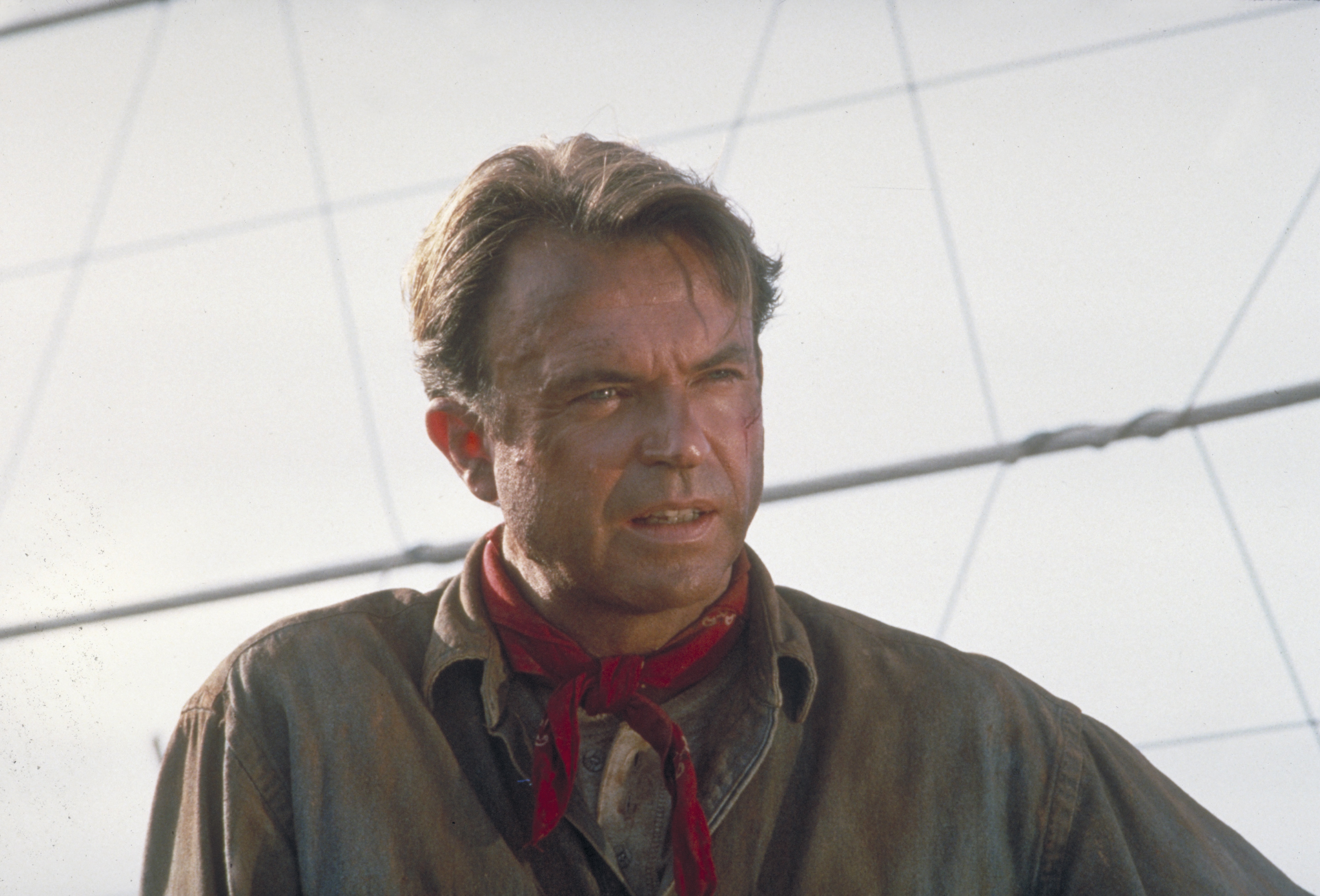 Sam Neil en el plató de "Jurassic Park", en 1993. | Fuente: Getty Images