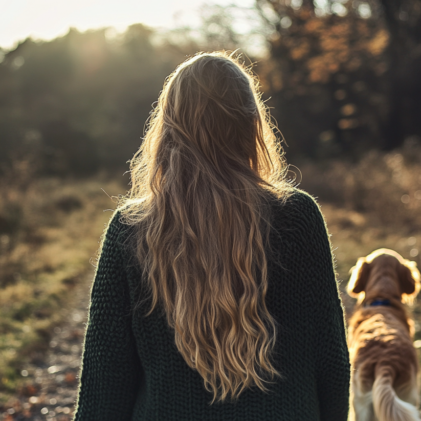 Una mujer paseando a su perro | Fuente: Midjourney