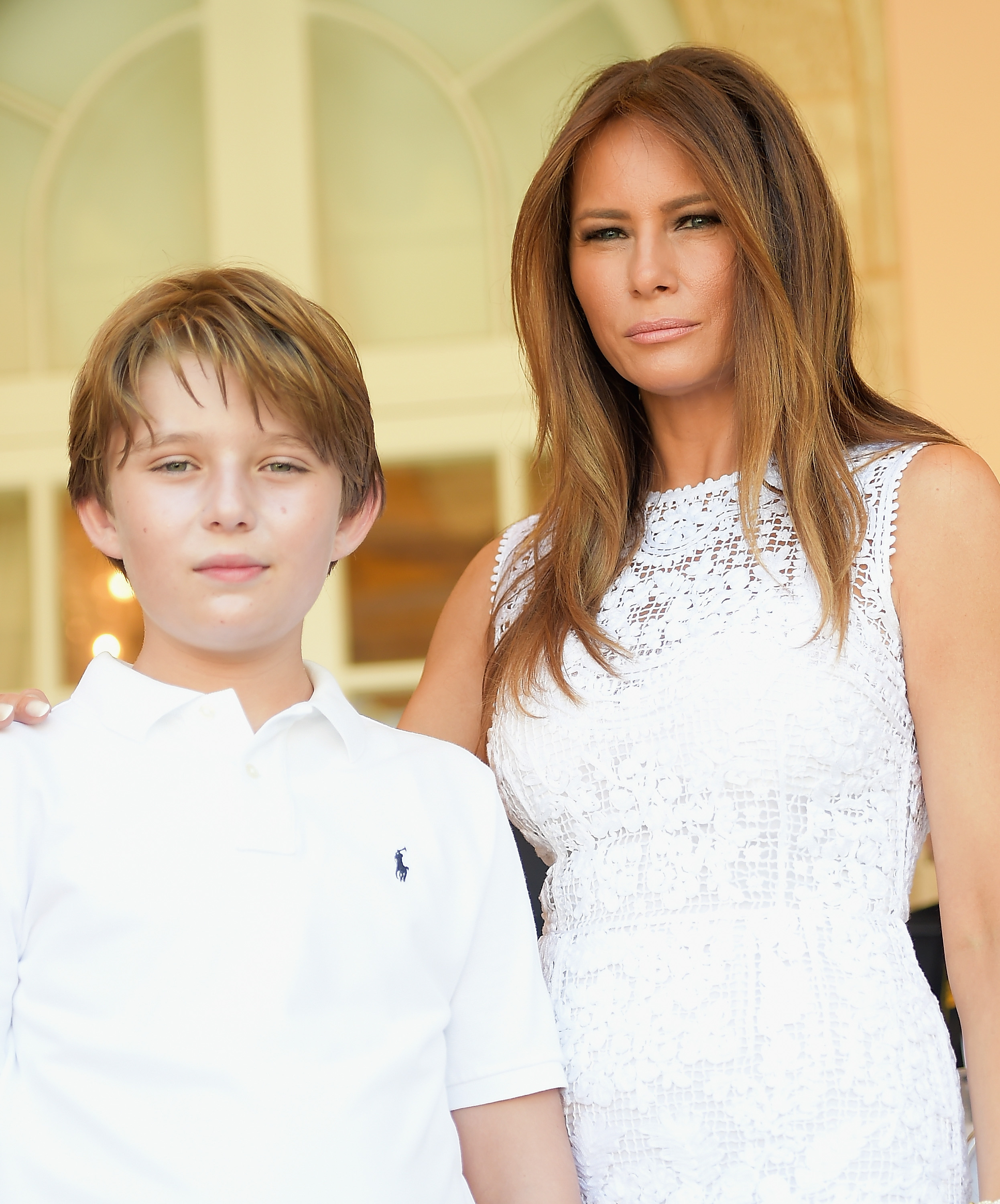 Melania y Barron Trump en el Trump Invitational Grand Prix en The Mar-a-Lago Club el 4 de enero de 2015, en Palm Beach, Florida. | Fuente: Getty Images