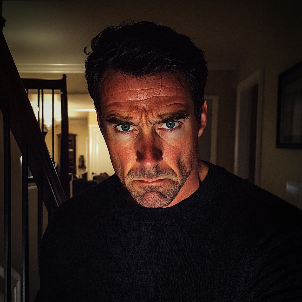 Un primer plano de un hombre alterado | Fuente: Midjourney