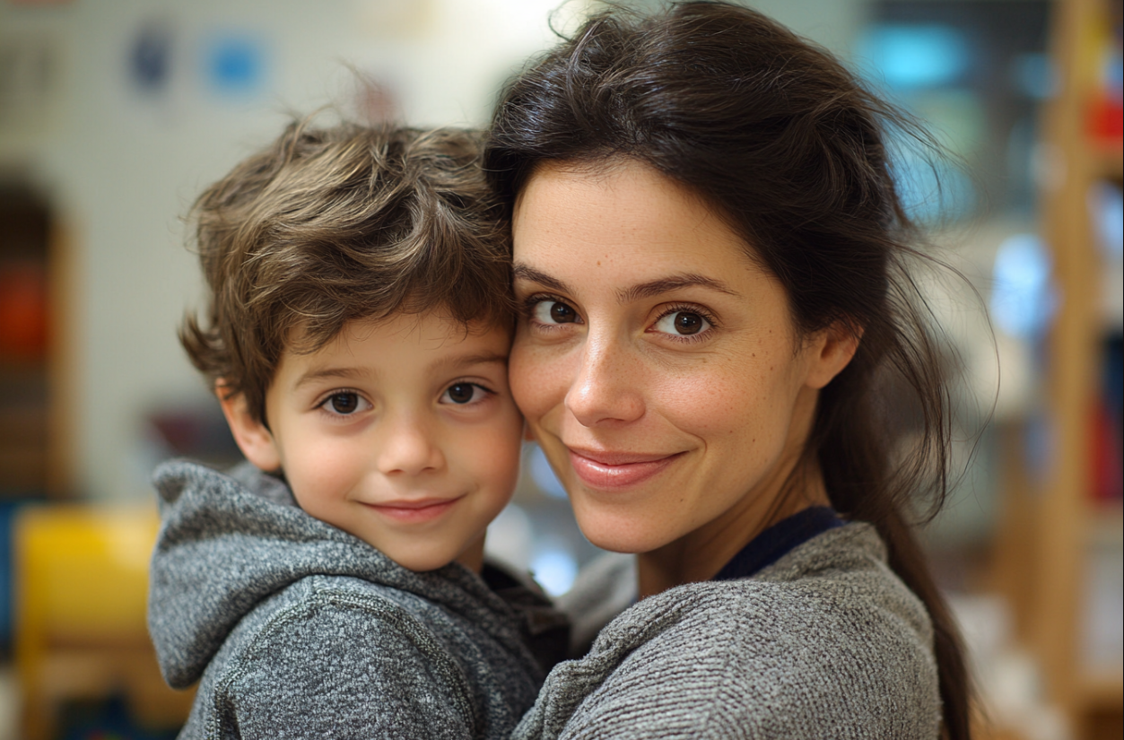 Una mujer abrazando a un niño | Fuente: Midjourney