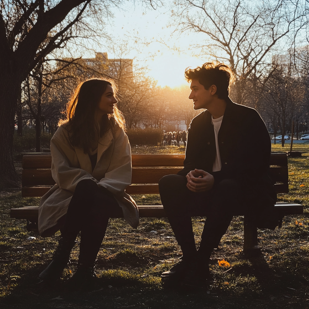 Pareja en una cita en el parque | Fuente: Midjourney