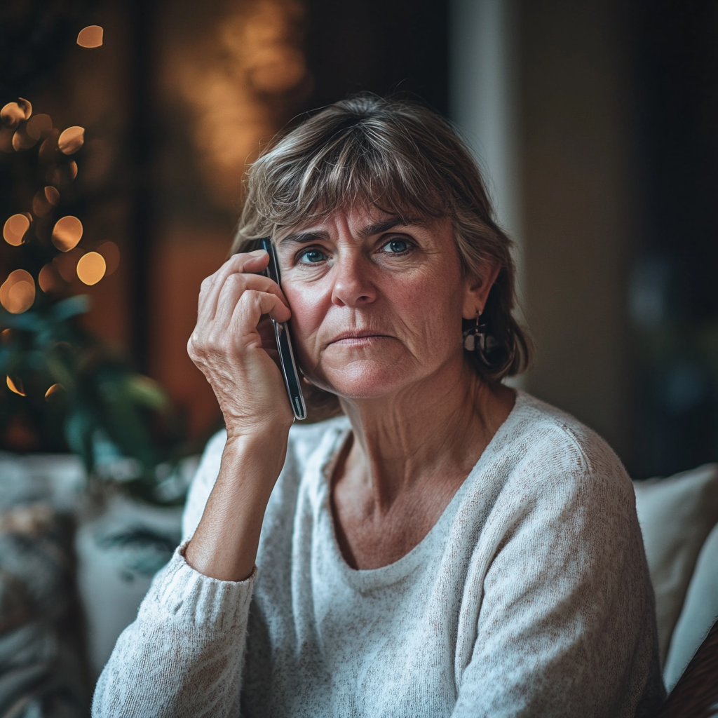 Una anciana molesta hablando por teléfono | Fuente: Midjourney