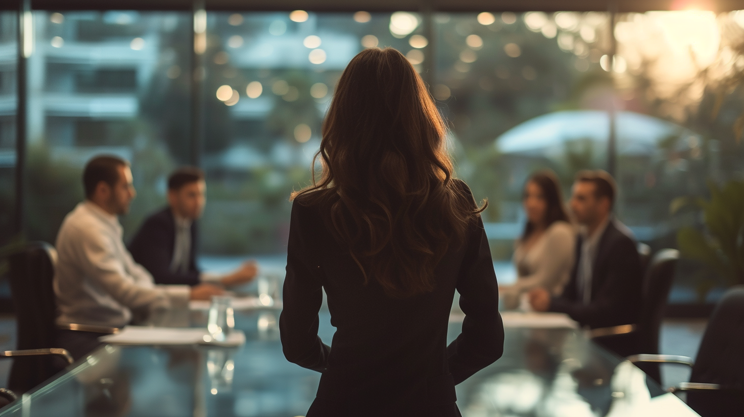 Una mujer dando una presentación | Fuente: Midjourney