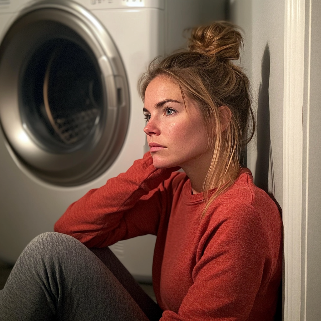 Una mujer apoyada en una pared | Fuente: Midjourney