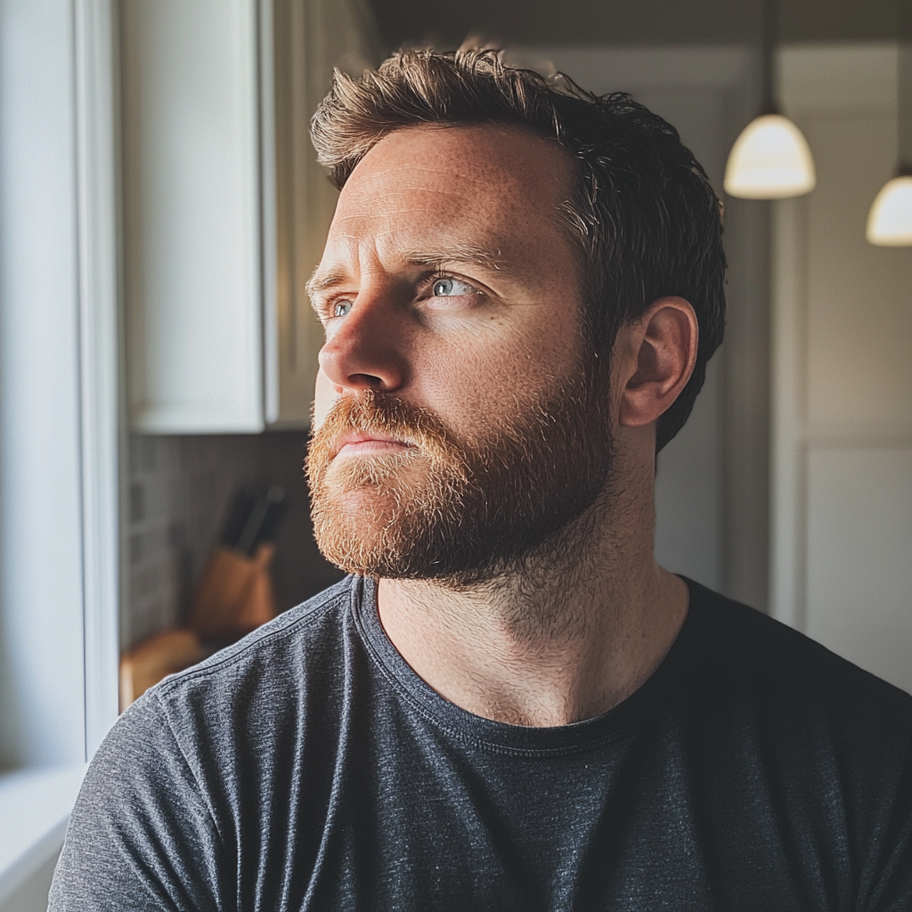 Un hombre de pie en una cocina | Fuente: Midjourney