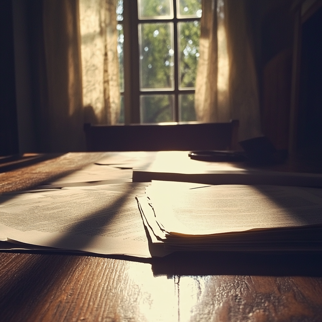 Documentos de divorcio sobre una mesa | Fuente: Midjourney