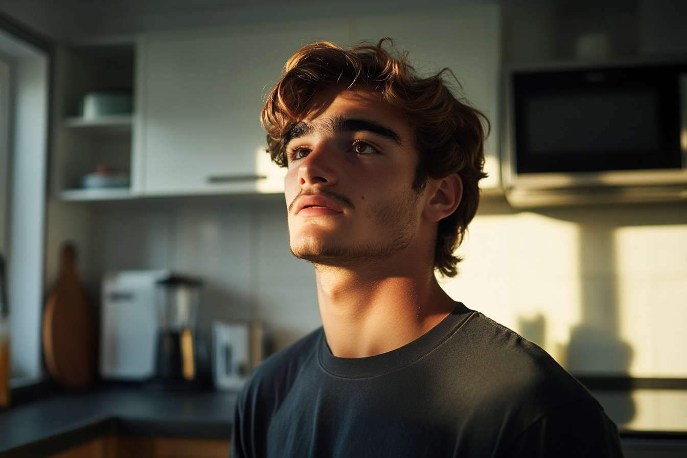 Un joven en su cocina | Fuente: Midjourney