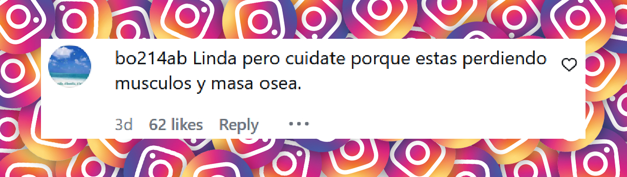 Comentario de una usuaria sobre el look actual de Fernanda Iglesias tras su dieta | Fuente: Instagram/ferigleok