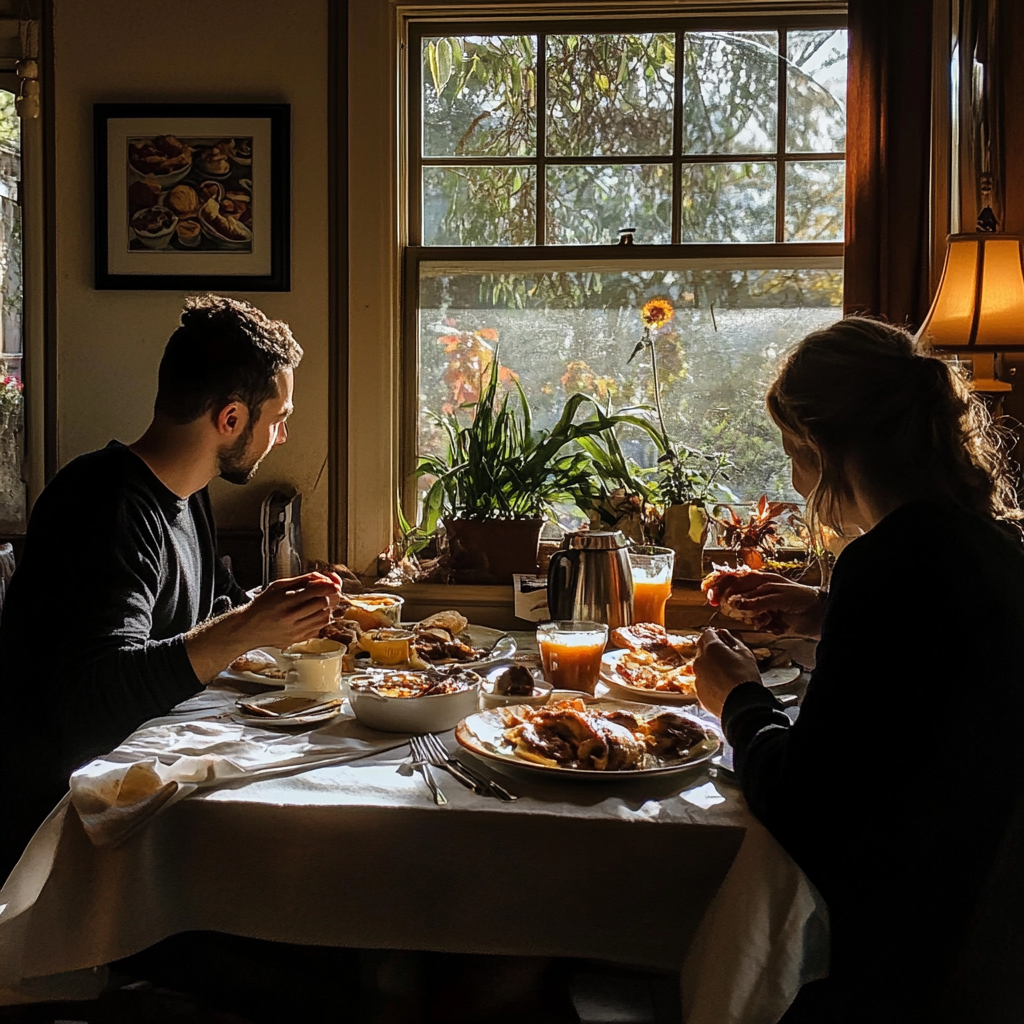 Gente desayunando | Fuente: Midjourney