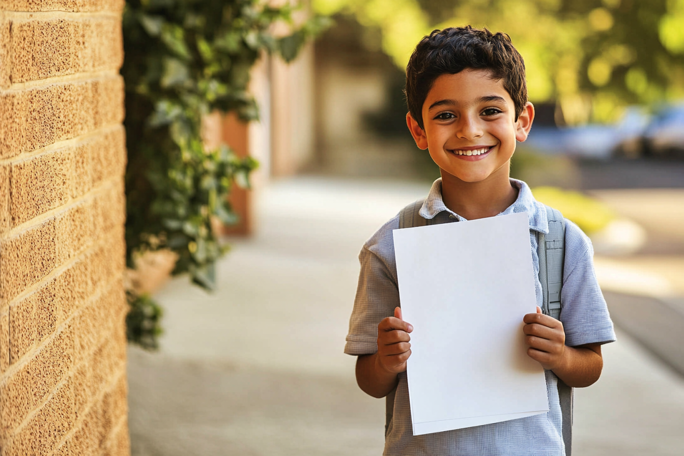 Un niño con un trozo de papel en la mano | Fuente: Midjourney