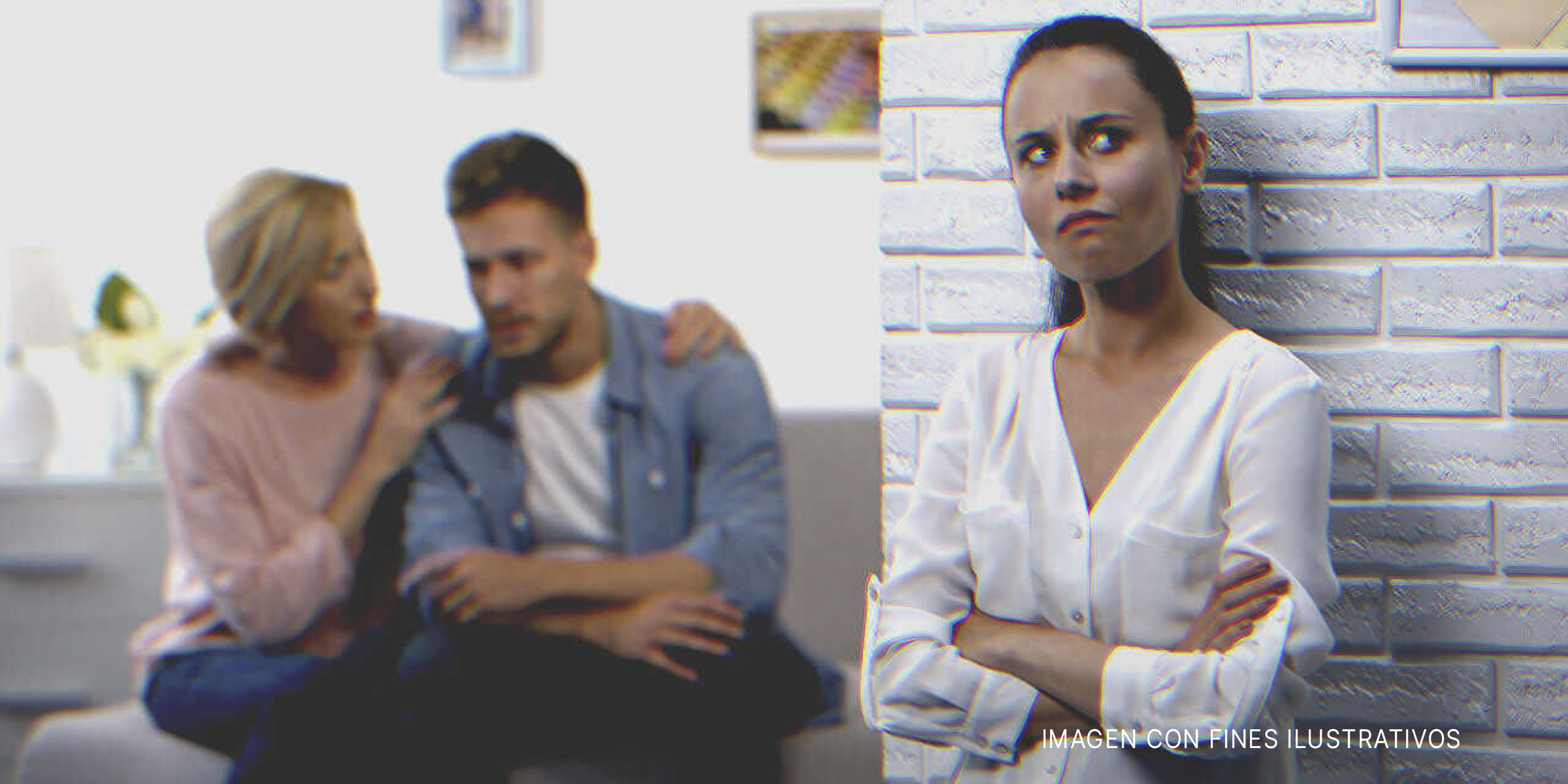Un hombre y una mujer hablando (I) Una mujer molesta (D). │ Foto: Shutterstock