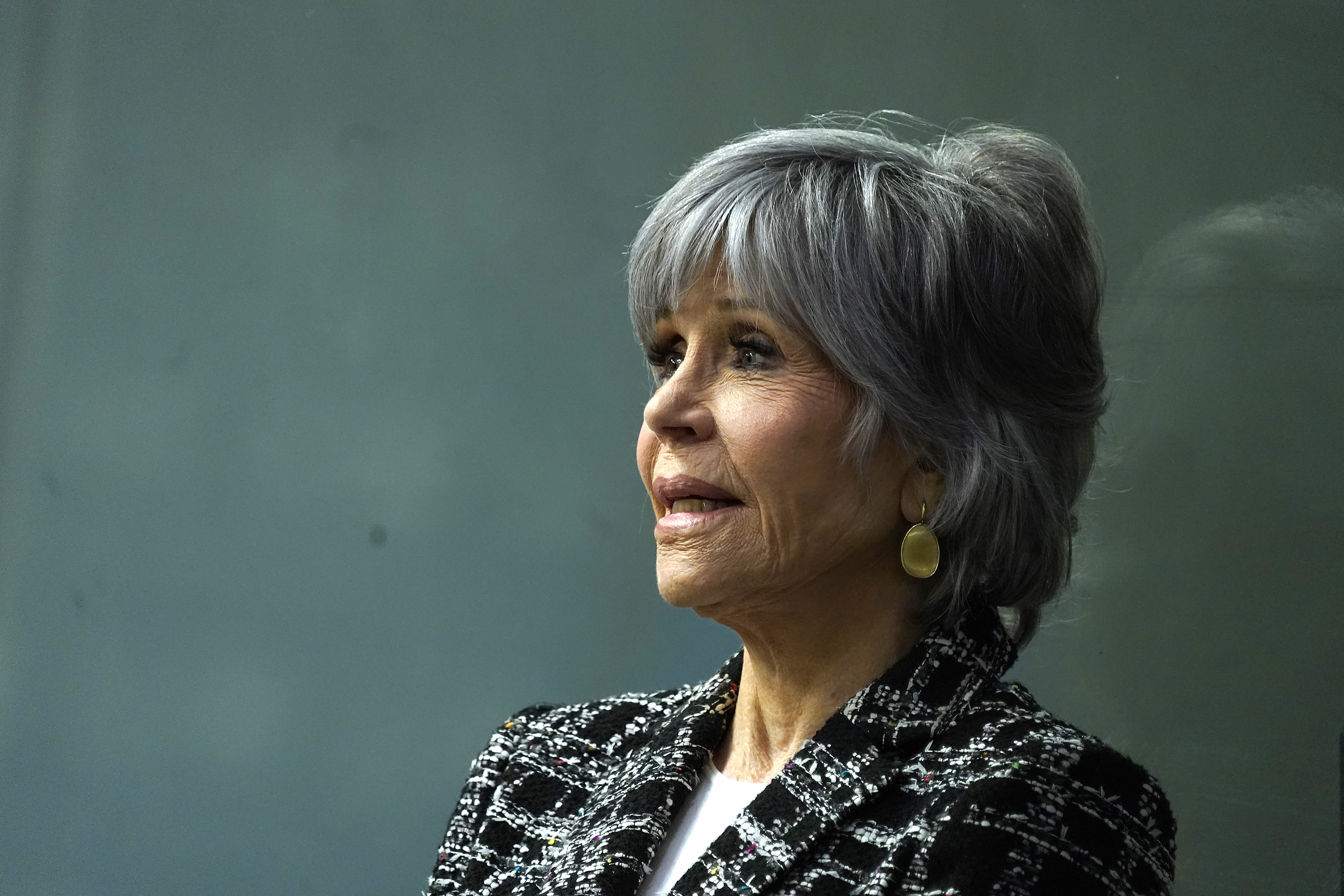 Jane Fonda asiste a la sesión informativa de Greenpeace sobre el Tratado de Alta Mar en la sede de las Naciones Unidas el 21 de febrero de 2023 en Nueva York | Foto: Getty Images