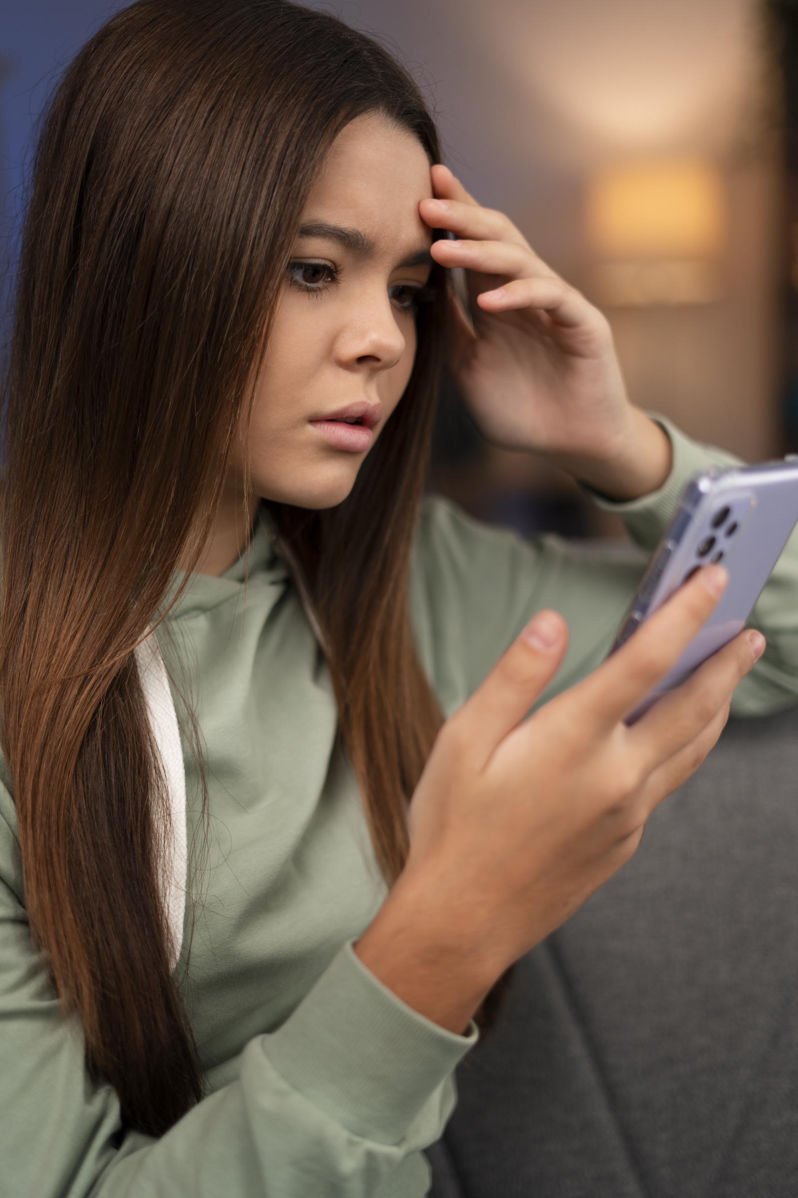 Una joven triste hablando por teléfono | Fuente: Freepik