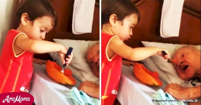 Video de niño dando de comer a su abuelito enfermo se hace viral probando la importancia del amor