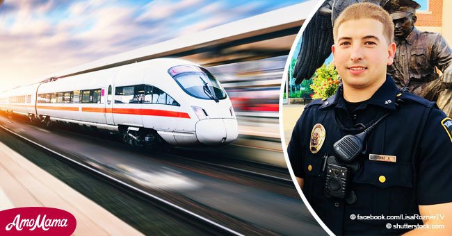 Policía ve a hombre boca abajo sobre los rieles y sabe que tiene segundos para salvarlo del tren