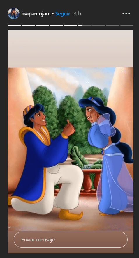 Propuesta matrimonial de Aladdin a la princesa Jasmine. | Foto: Captura Instagram/isapantojam