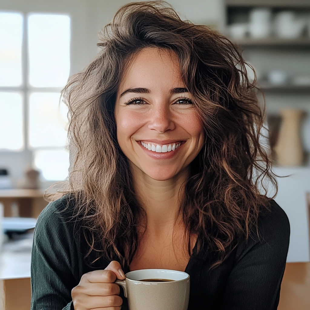 Una mujer con una taza de café en la mano | Fuente: Midjourney