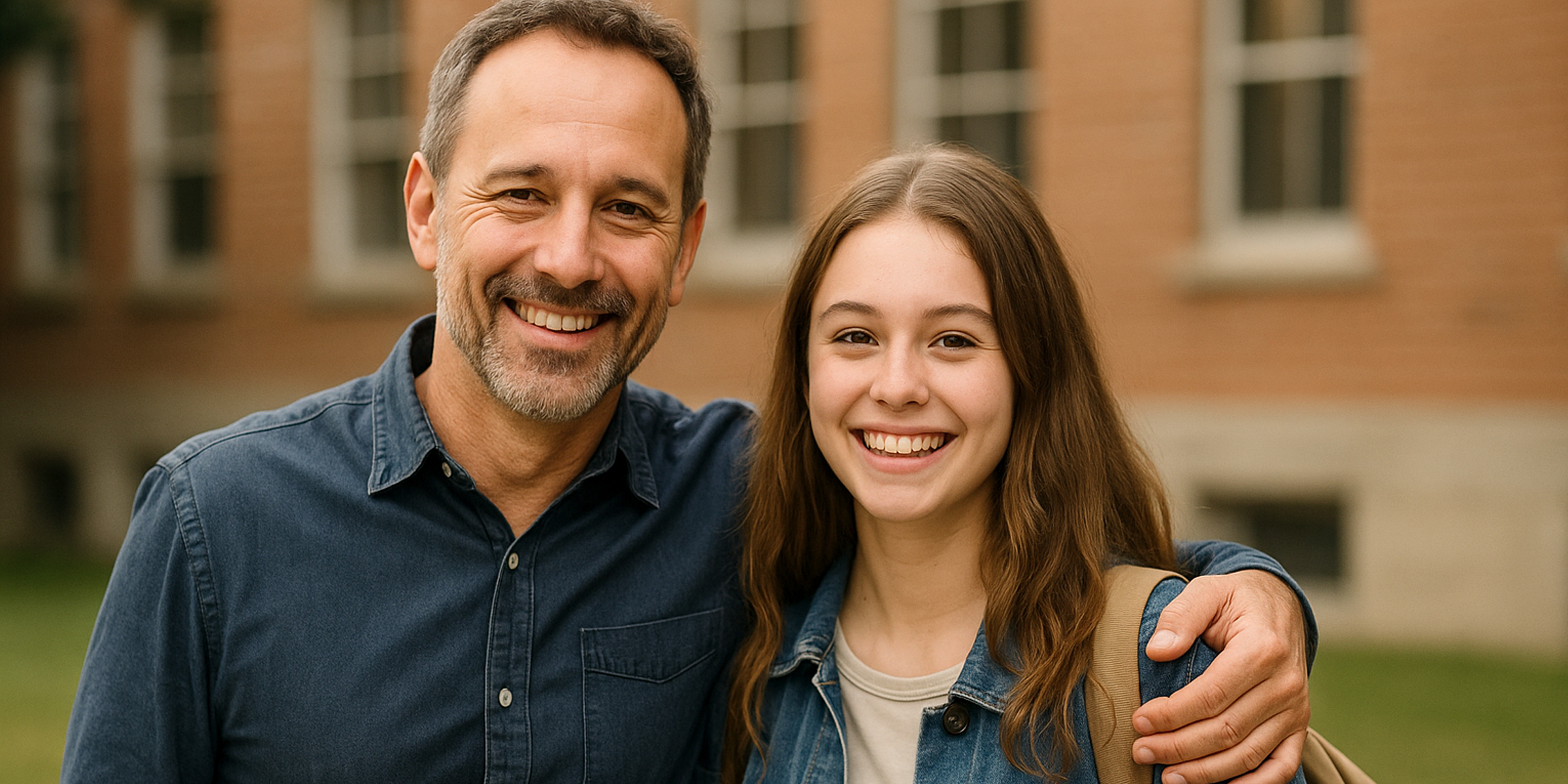 Un hombre de mediana edad abrazando a una estudiante | Fuente: Sora