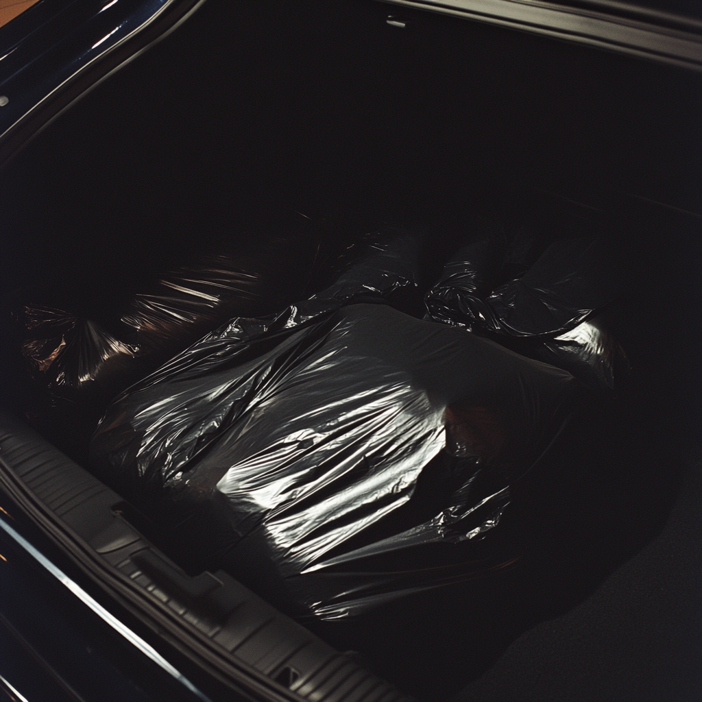 Bolsas negras en el maletero de un automóvil | Fuente: Midjourney