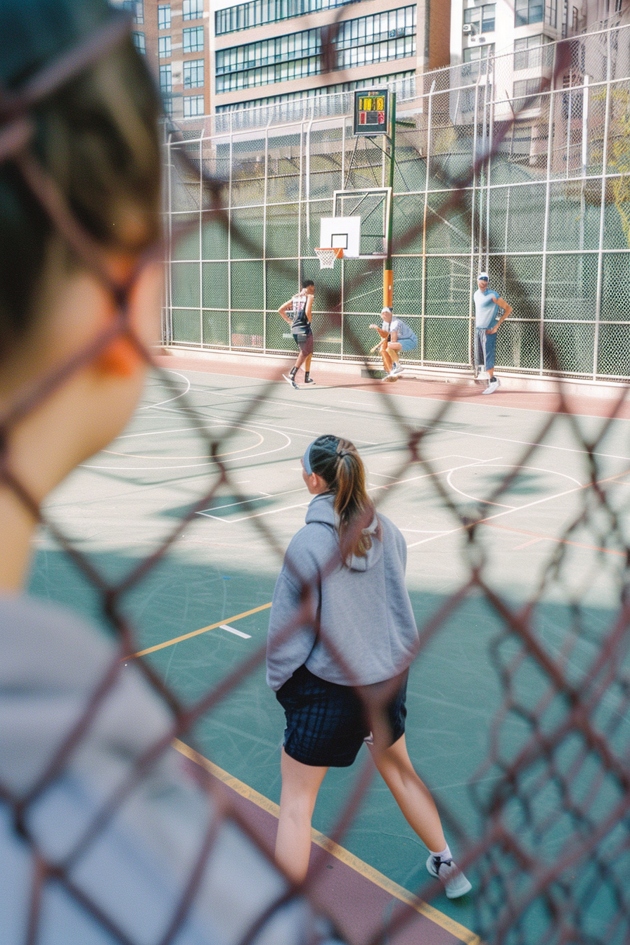 Gente en una cancha de baloncesto | Fuente: Midjourney