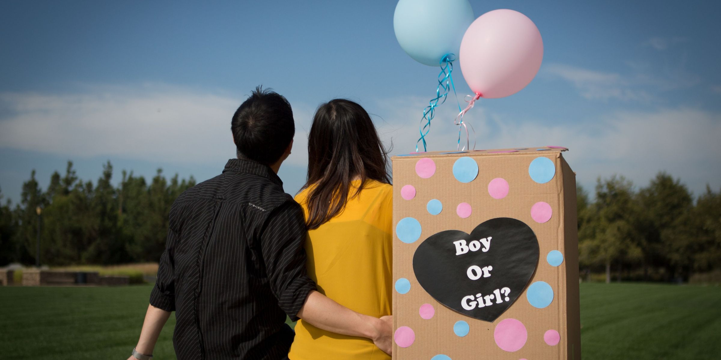 Una pareja sentada junto a una caja para revelar el sexo del bebé | Fuente: Pexels