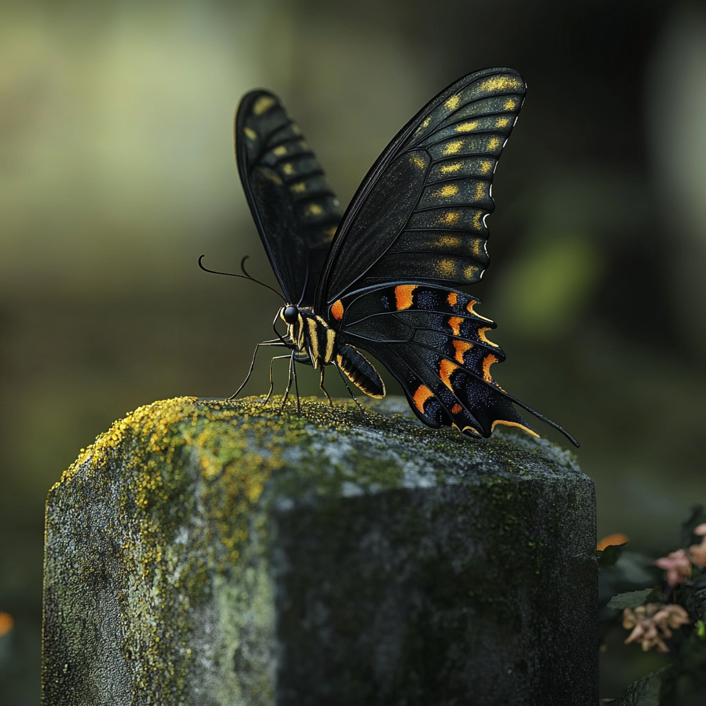 Una mariposa en una lápida | Fuente: Midjourney